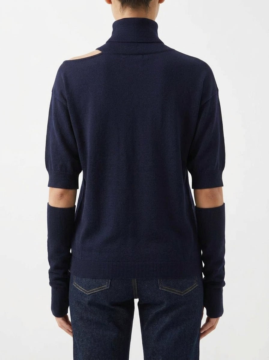 Jersey Floor Cuello Cisne Azul Marino