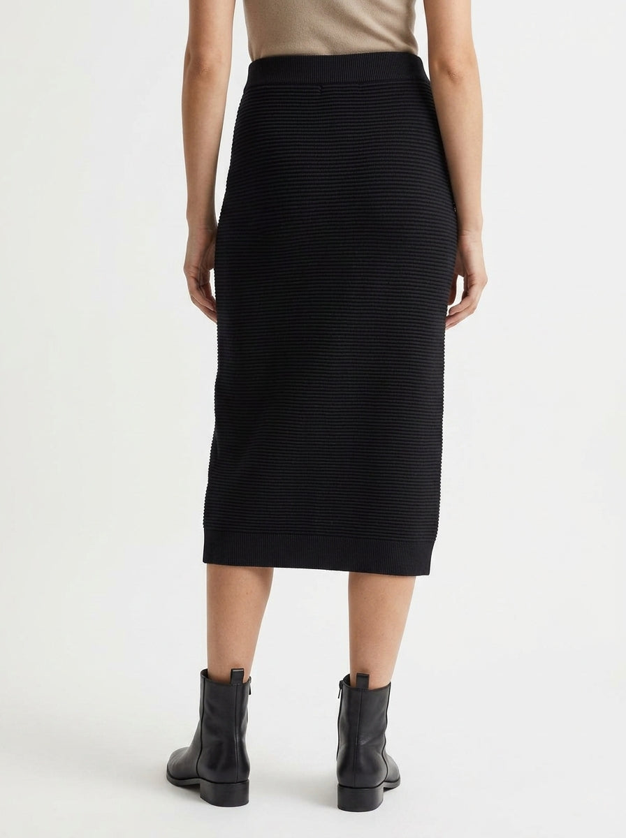 Falda Paisie Midi Canalé Negro