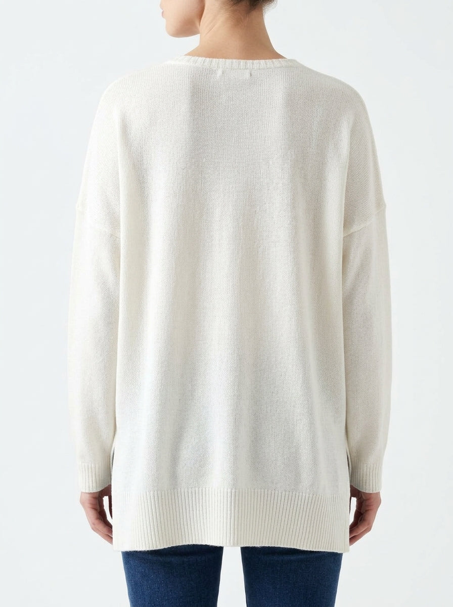 Jersey Base Milano Cuello Pico Blanco