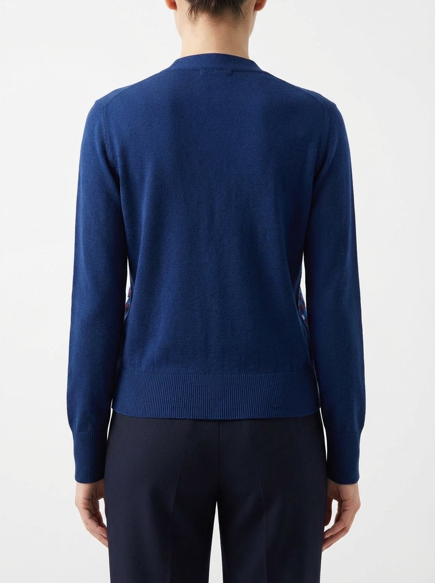 In Bed With You Cardigan En Soie Argyle Bleu Pétrole