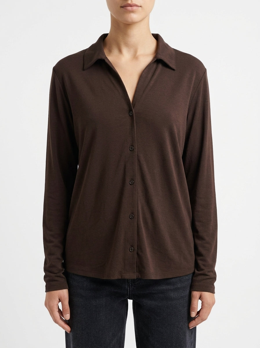 Camisa Majestic Filatures Punto Marrón Chocolate
