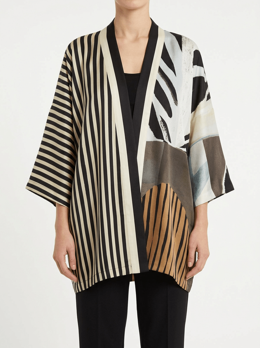 Kimono Barbieri Corto Estampado Rayas Multicolor