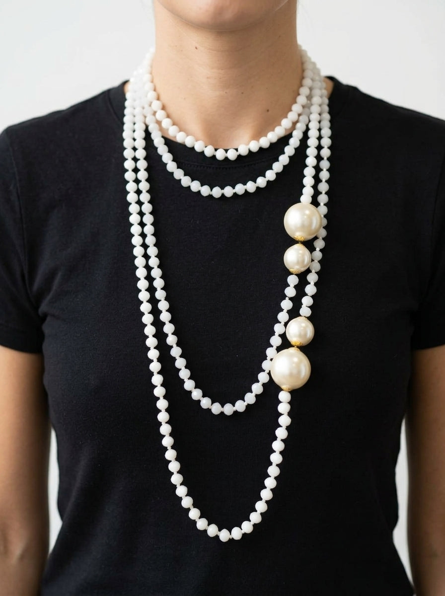 Collar Fabrizio Marcantelli Perlitas Bicolor 2 Blancos