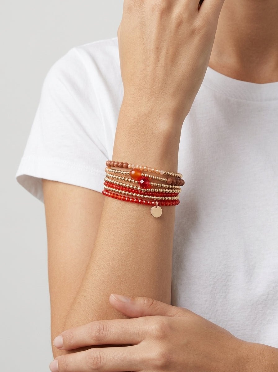 Bracelets Il Baco Da Seta Tours de boules rouges