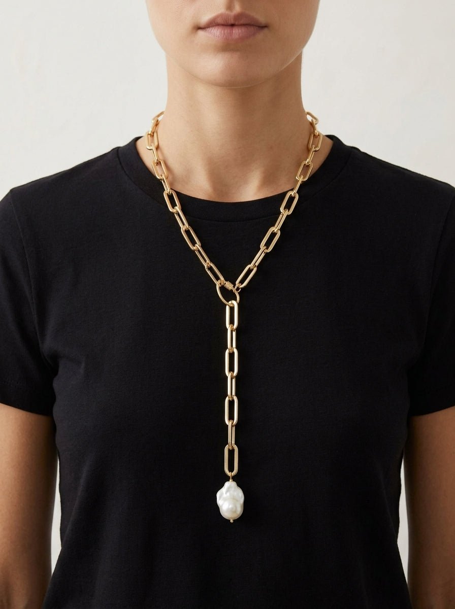Collana Fabrizio Marcantelli con catena di perle e pietre