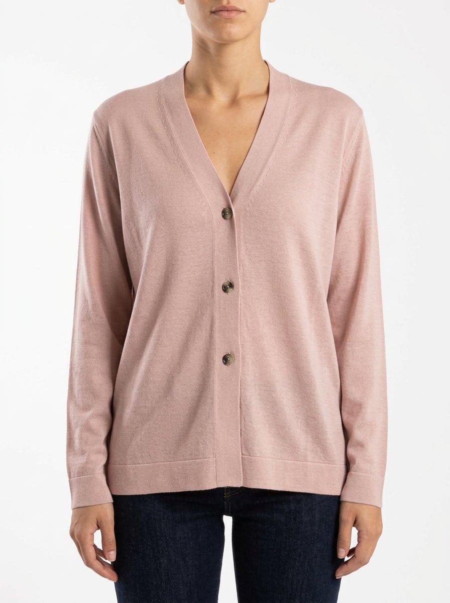 Cardigan AgoeFilo Via San Giorgio Rosa Empolvado
