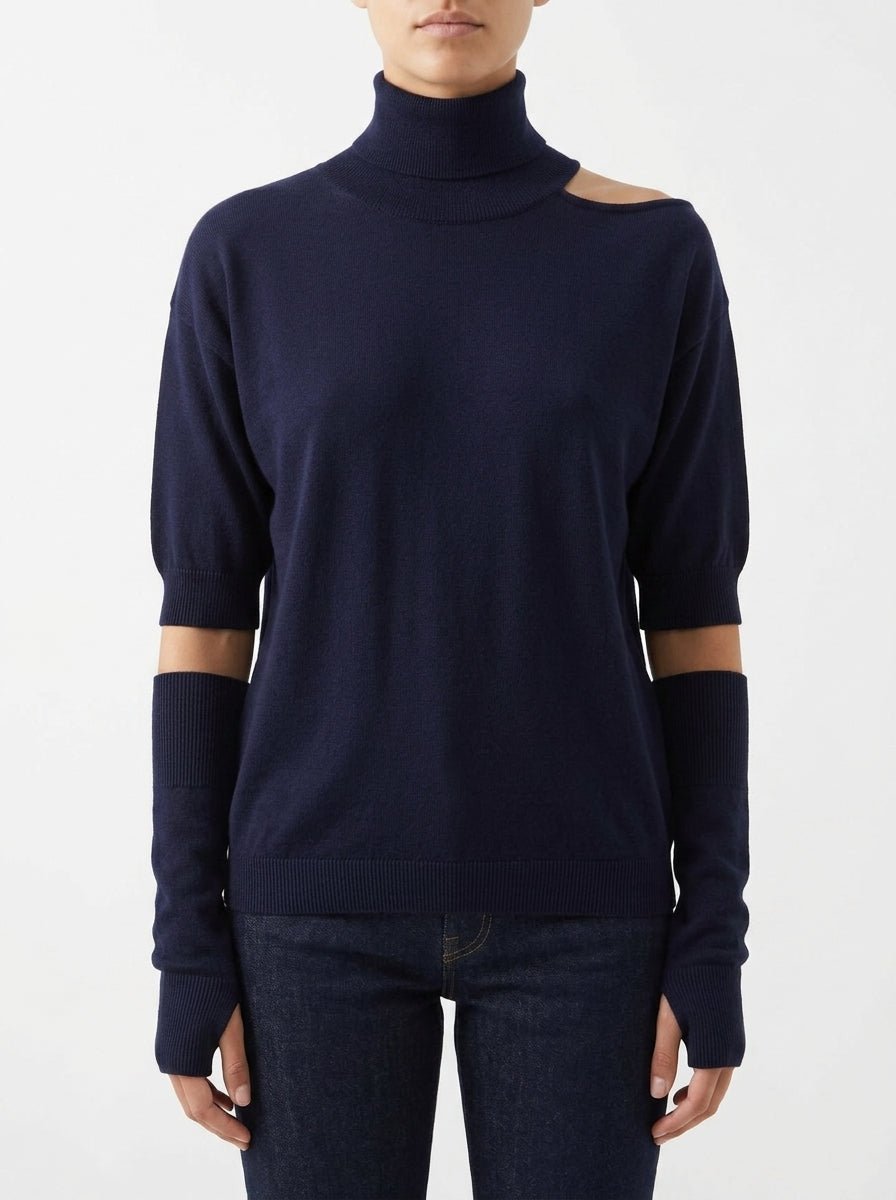 Jersey Floor Cuello Cisne Azul Marino