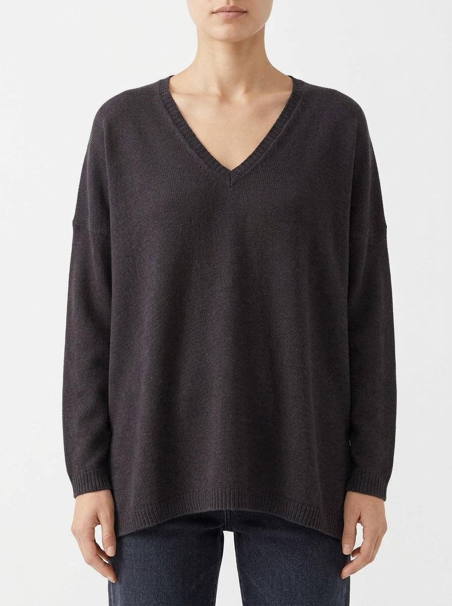 Jersey Base Milano Cuello Pico Marrón