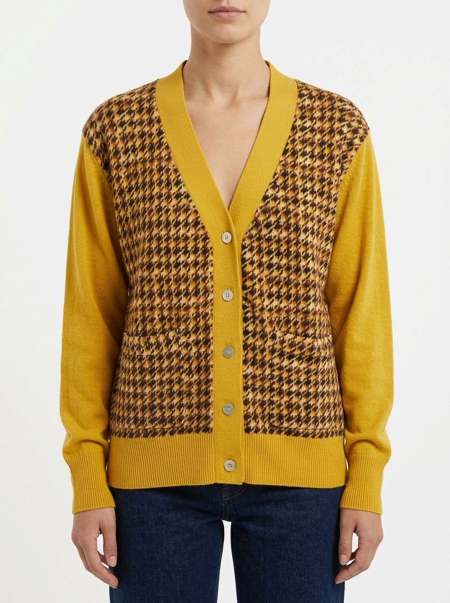 Cardigan In Bed With You Pied De Poule  Mostaza