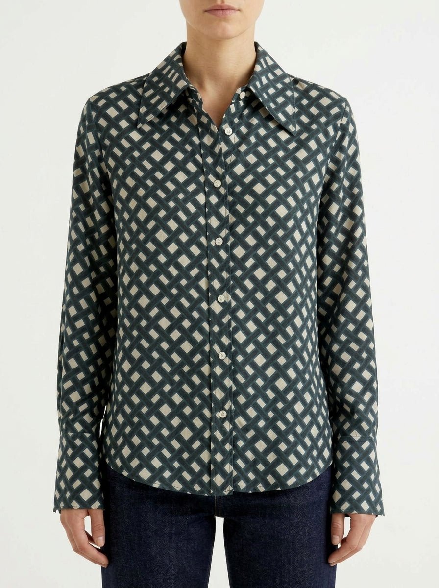 Camisa Diega Cilva Estampado Trenzado Azul