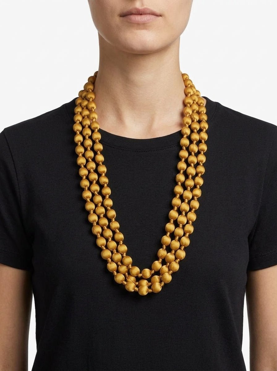 Collar  Il Baco Da Seta Bolas Seda Ámbar 12.2