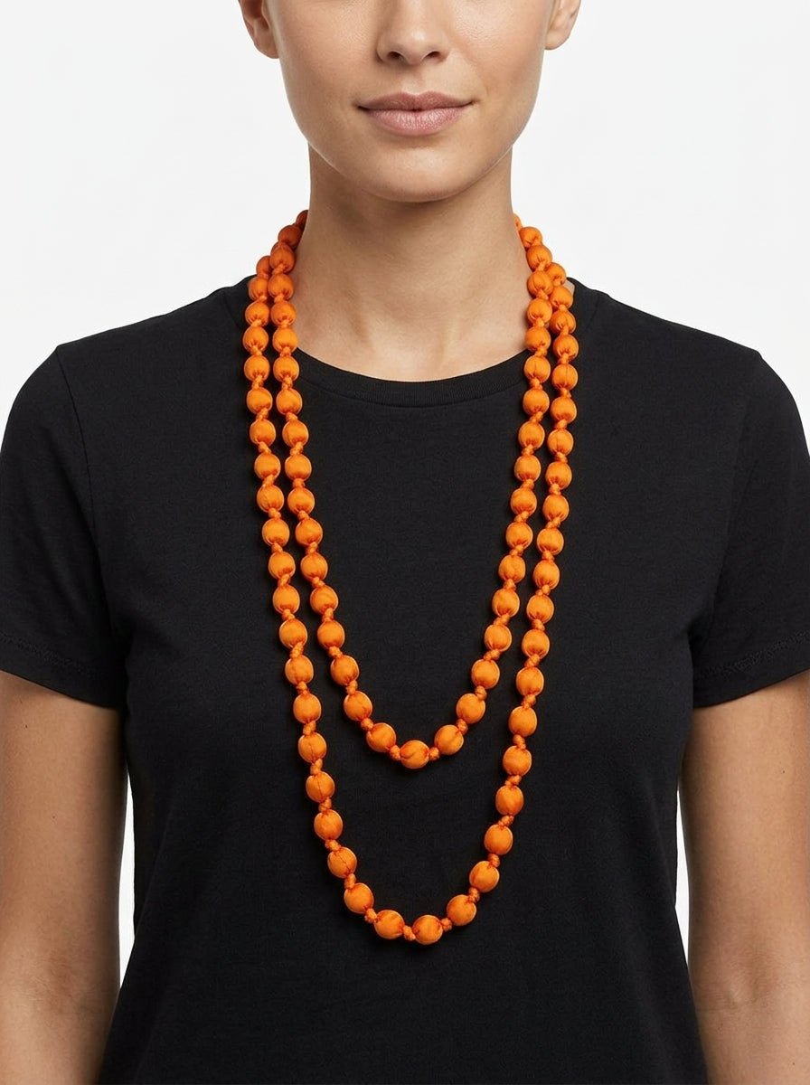Collana  Il Baco Da Seta Sfere di seta a fluoro arancione 9.2