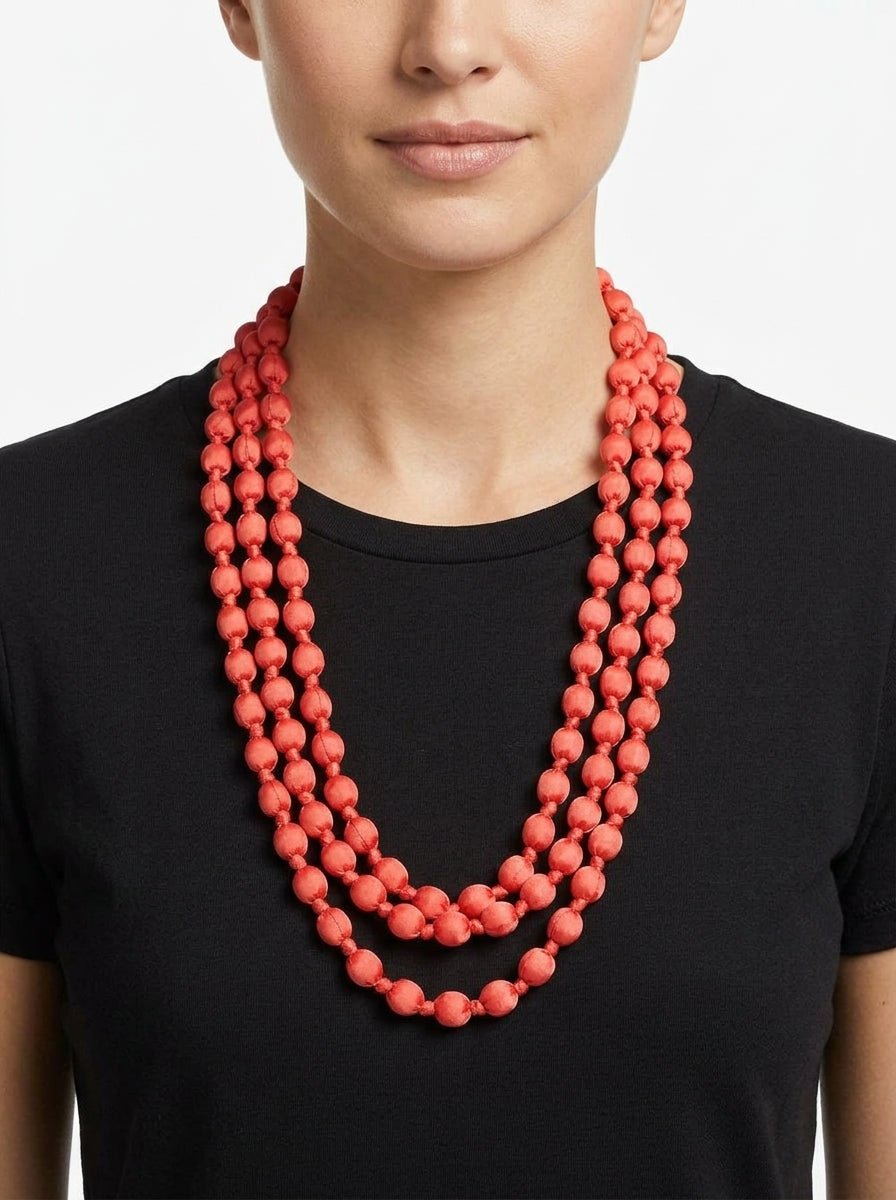 Collar  Il Baco Da Seta Bolas Seda Rosa Neón