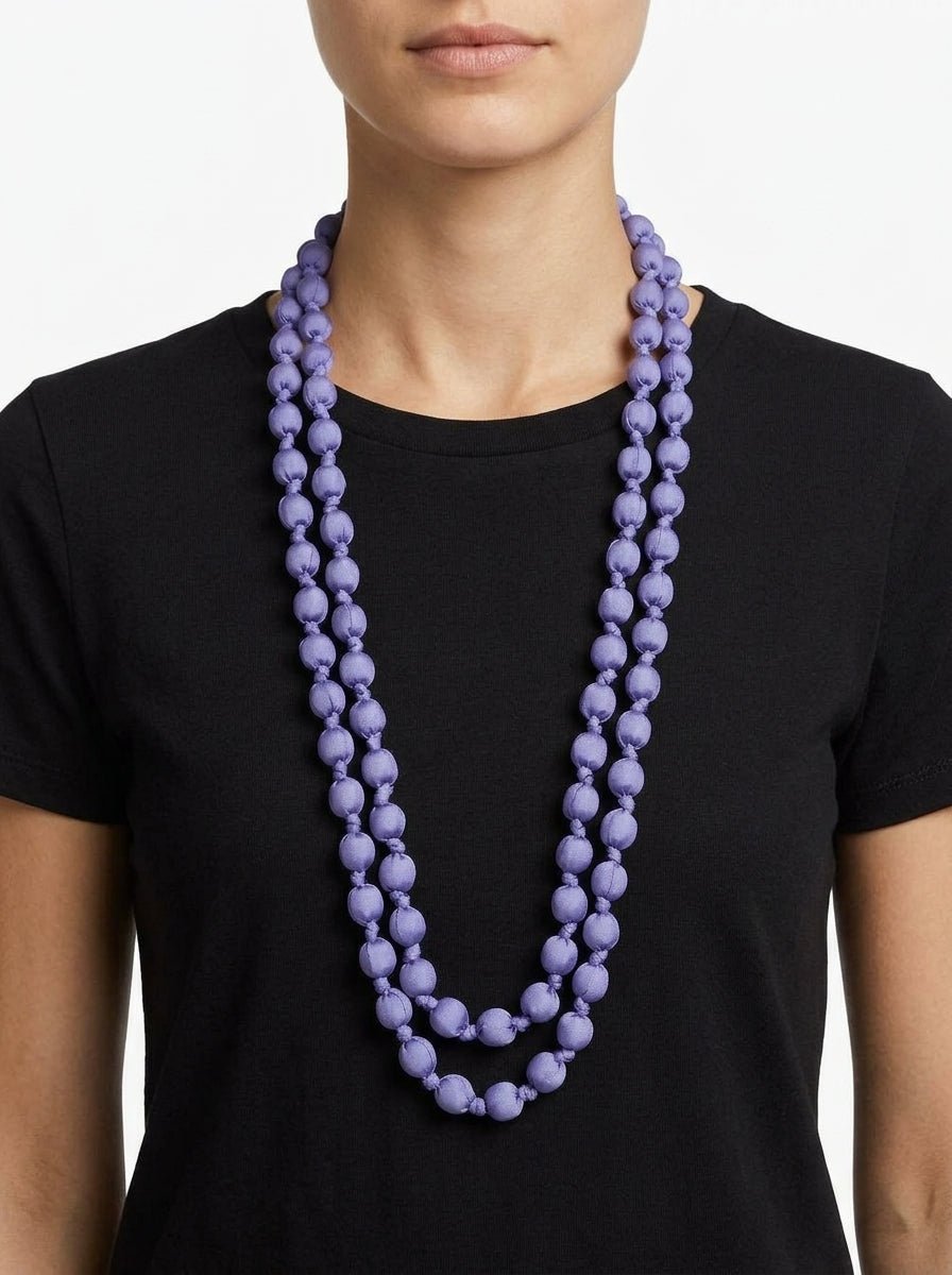 Collana  Il Baco Da Seta Palline di seta di lavanda