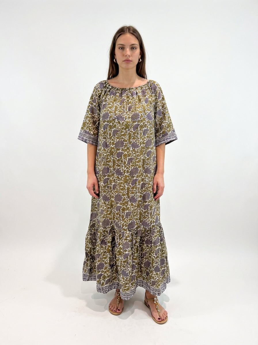 Vestido Mondo e Colori Seda Estampado Flores Dalia