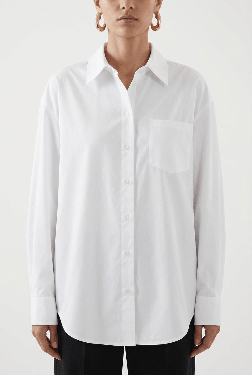 Camisa Camicetta Snob Recta Ancha Blanca
