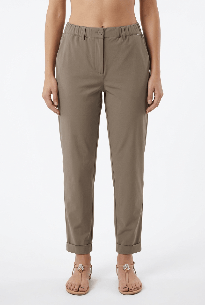 Pantalon Droit Rabattu Andam Beige