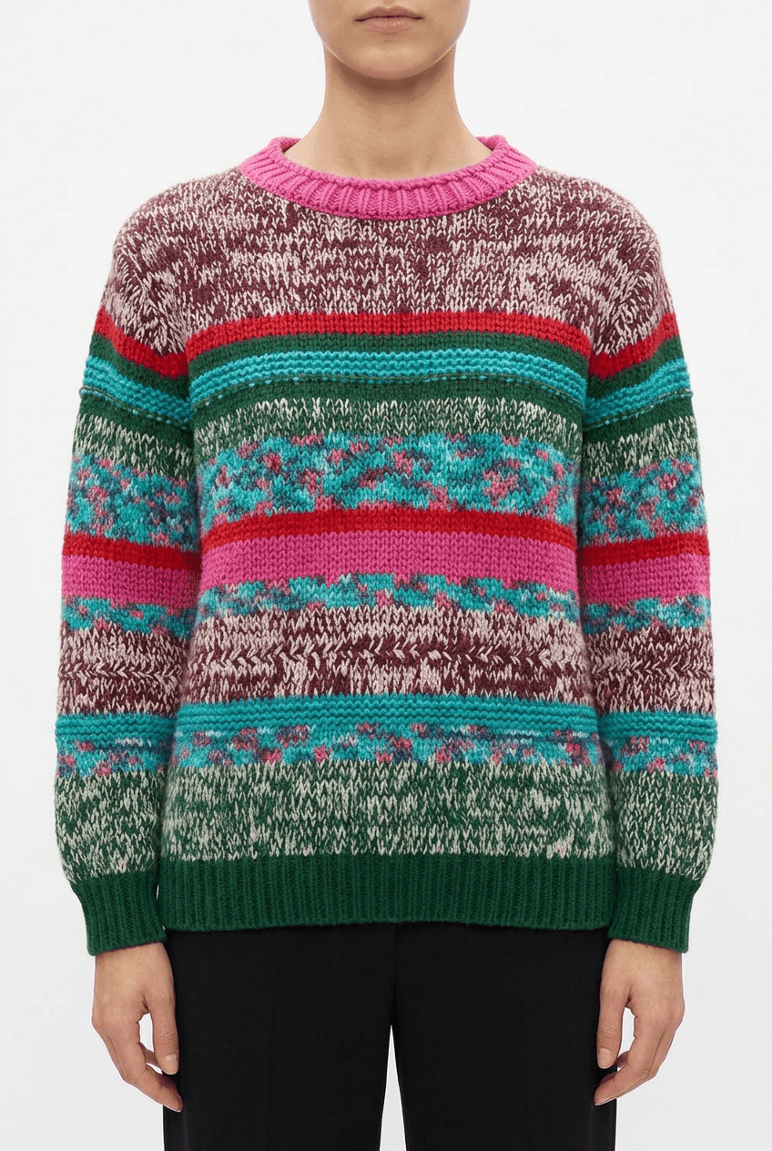 Jersey de Sol Rayé Ajouré Vert