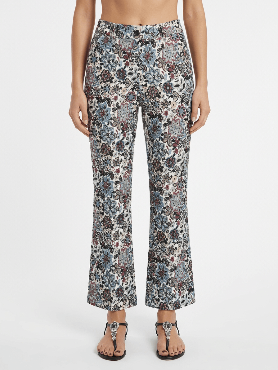 Pantalón Agoefilo Estampado Flores Blanco