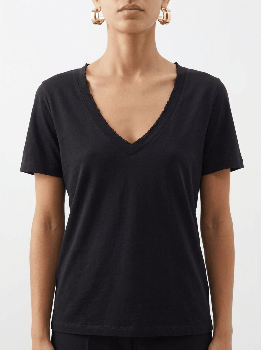 Camiseta Shirt C-Zero Cuello Pico Negro