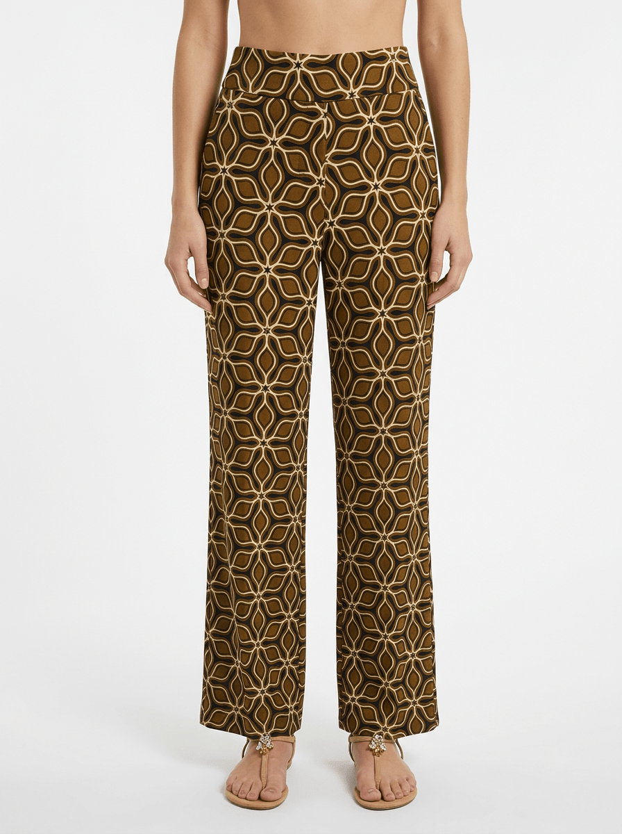 Pantalón Agoefilo Estampado Recto Tropical Marrón