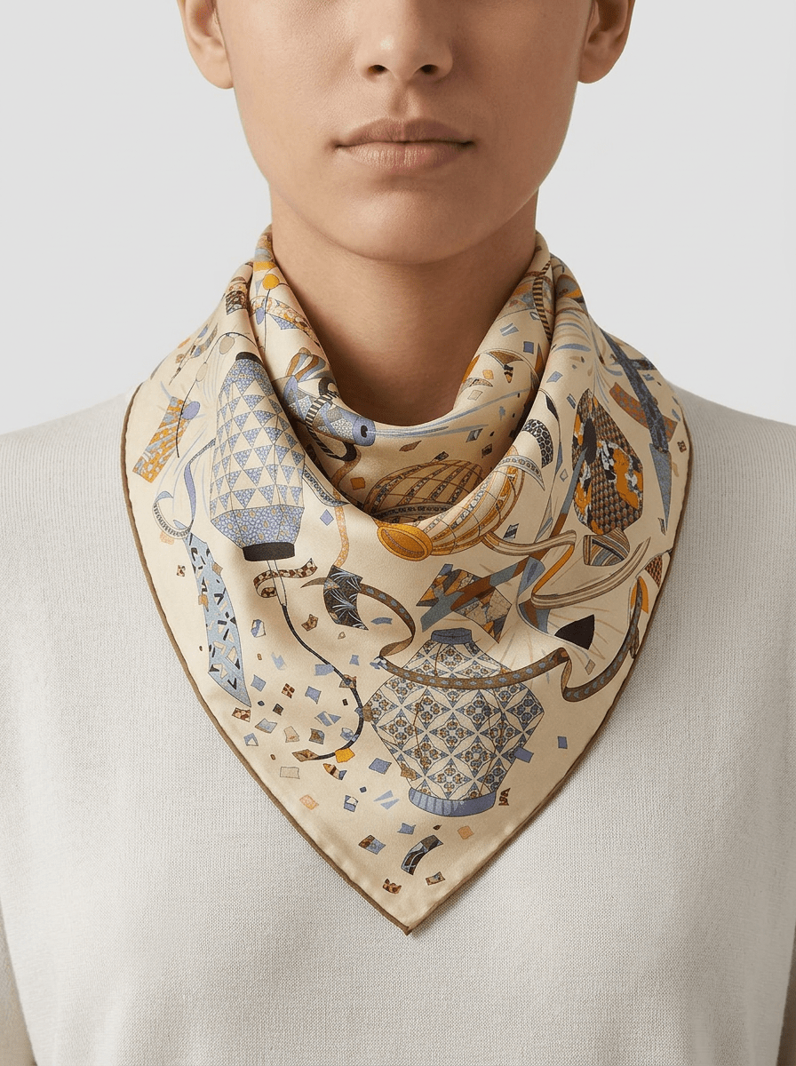 Foulard Maison Fanli Lanterne Blu