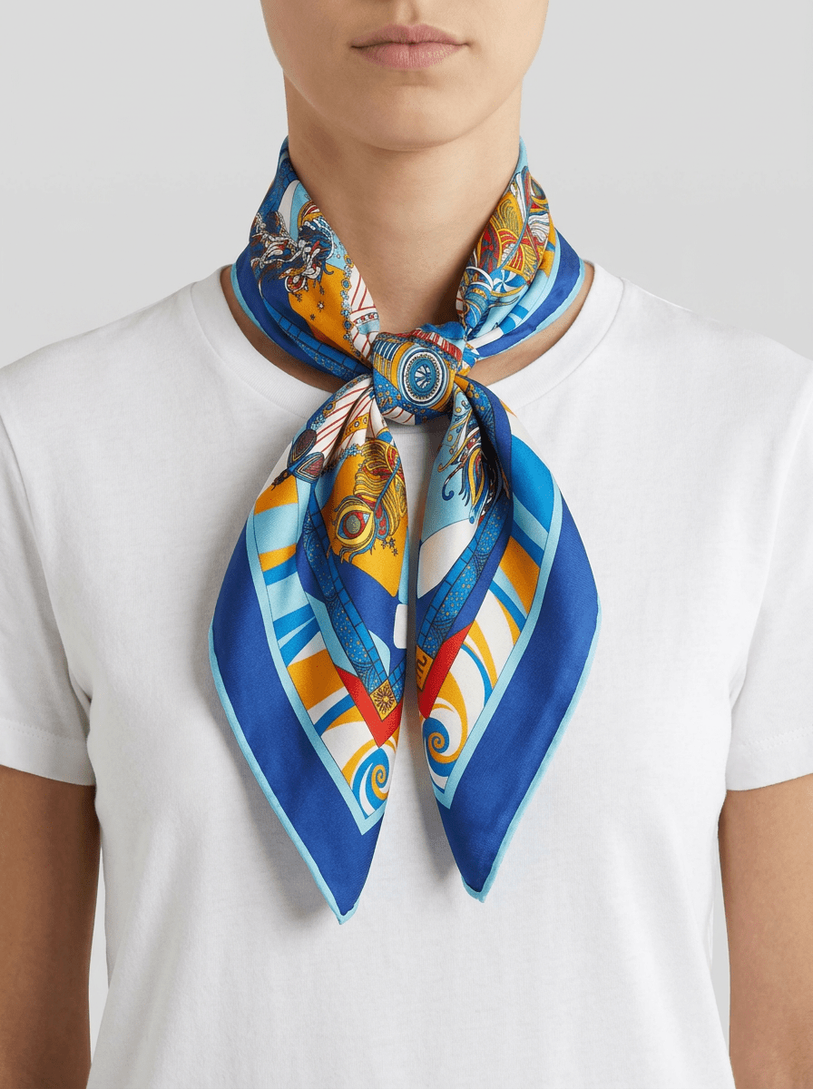 Foulard Maison Fanli Scorpione Blu