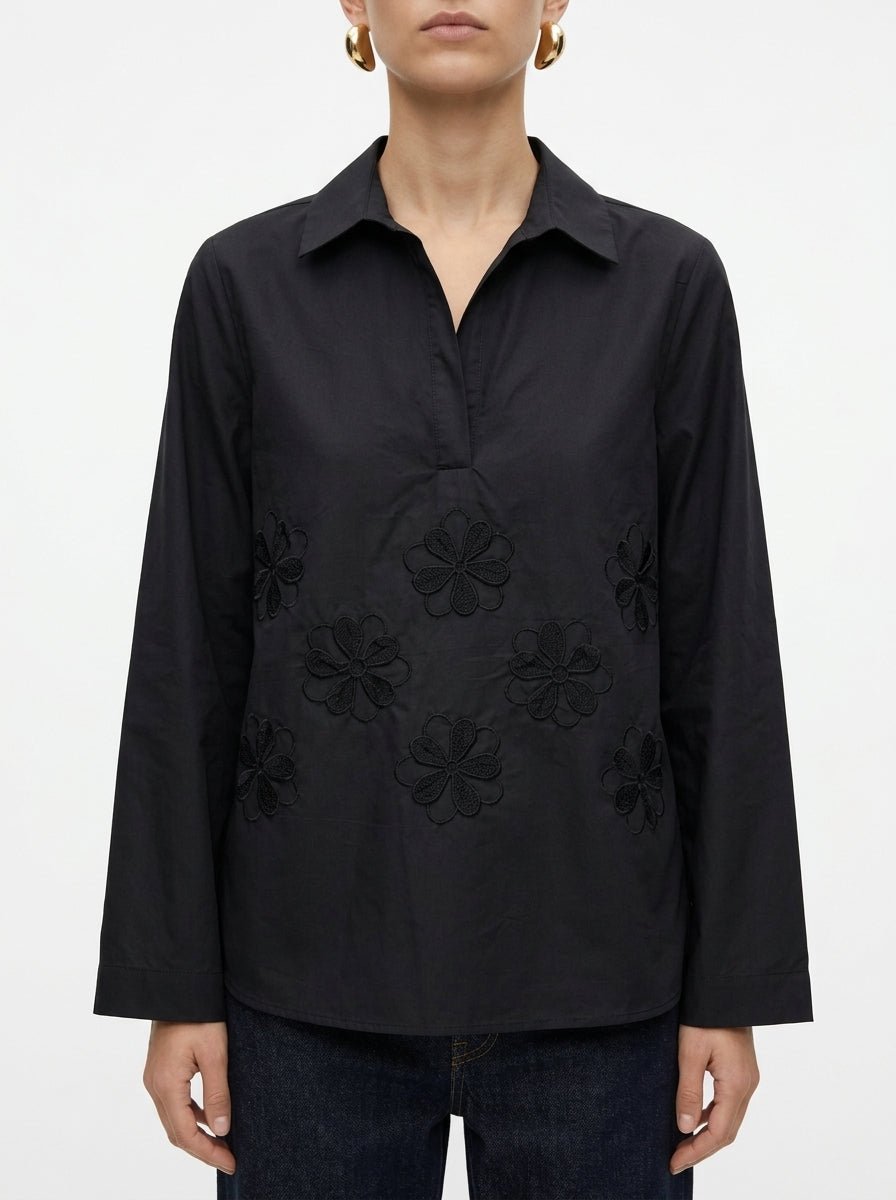 Cuerpo Whyci Milano Bordada Flores Negro
