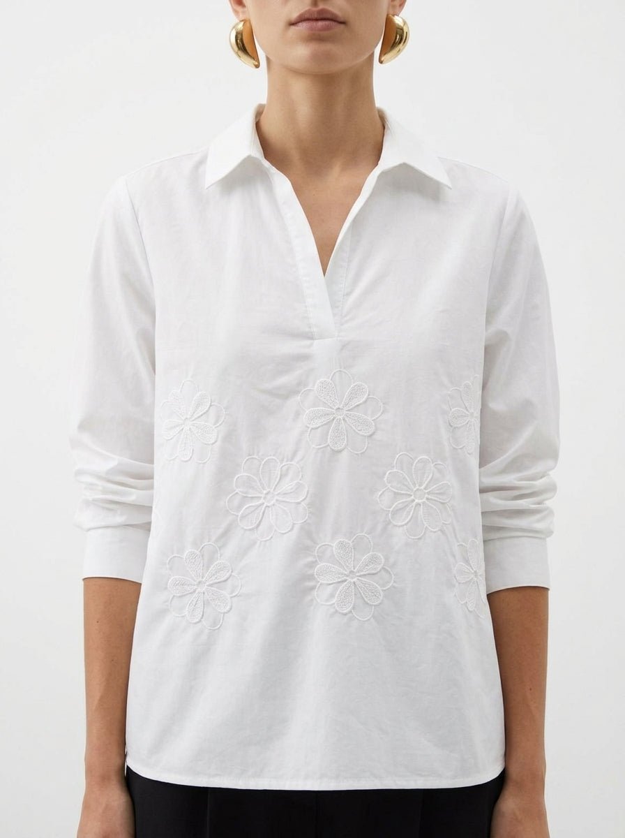 Cuerpo Whyci Milano Bordada Flores Blanca