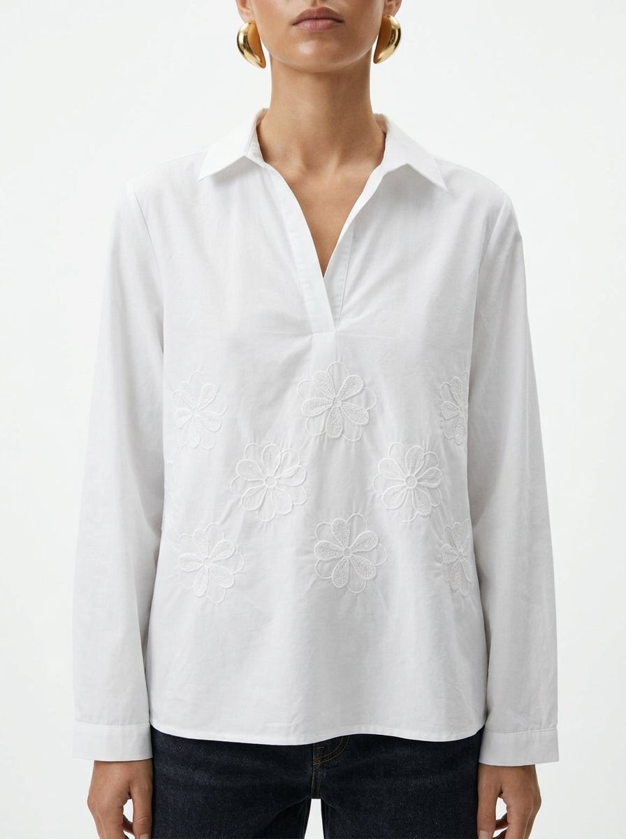 Cuerpo Whyci Milano Bordada Flores Blanca