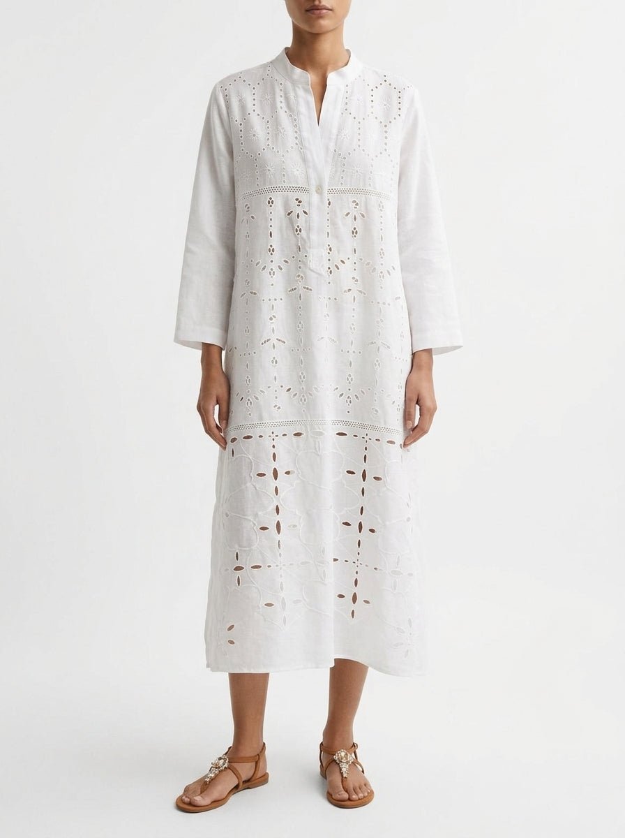 Vestido Whyci Milano Troquelado Blanco