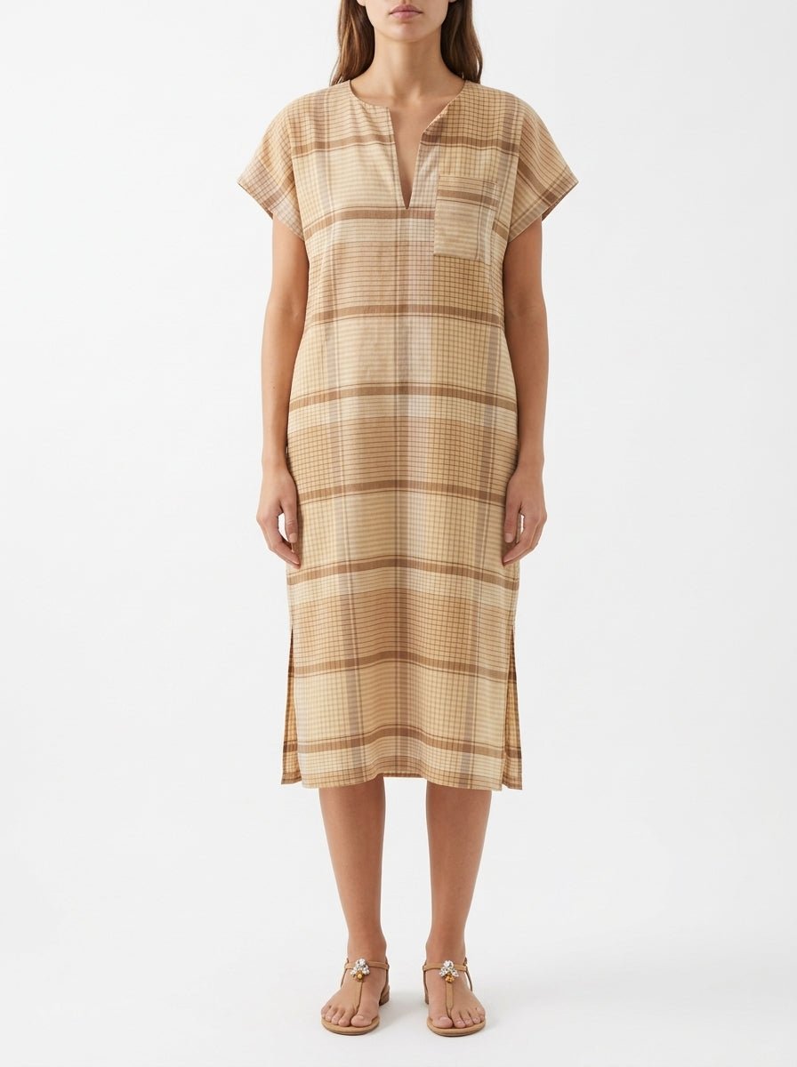 Vestido Hod Ilona Cuadros Beige