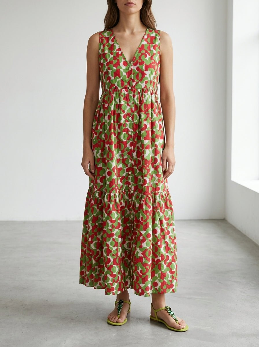 Vestido Xiwikj Chiara Estampado Geometrico Rojo