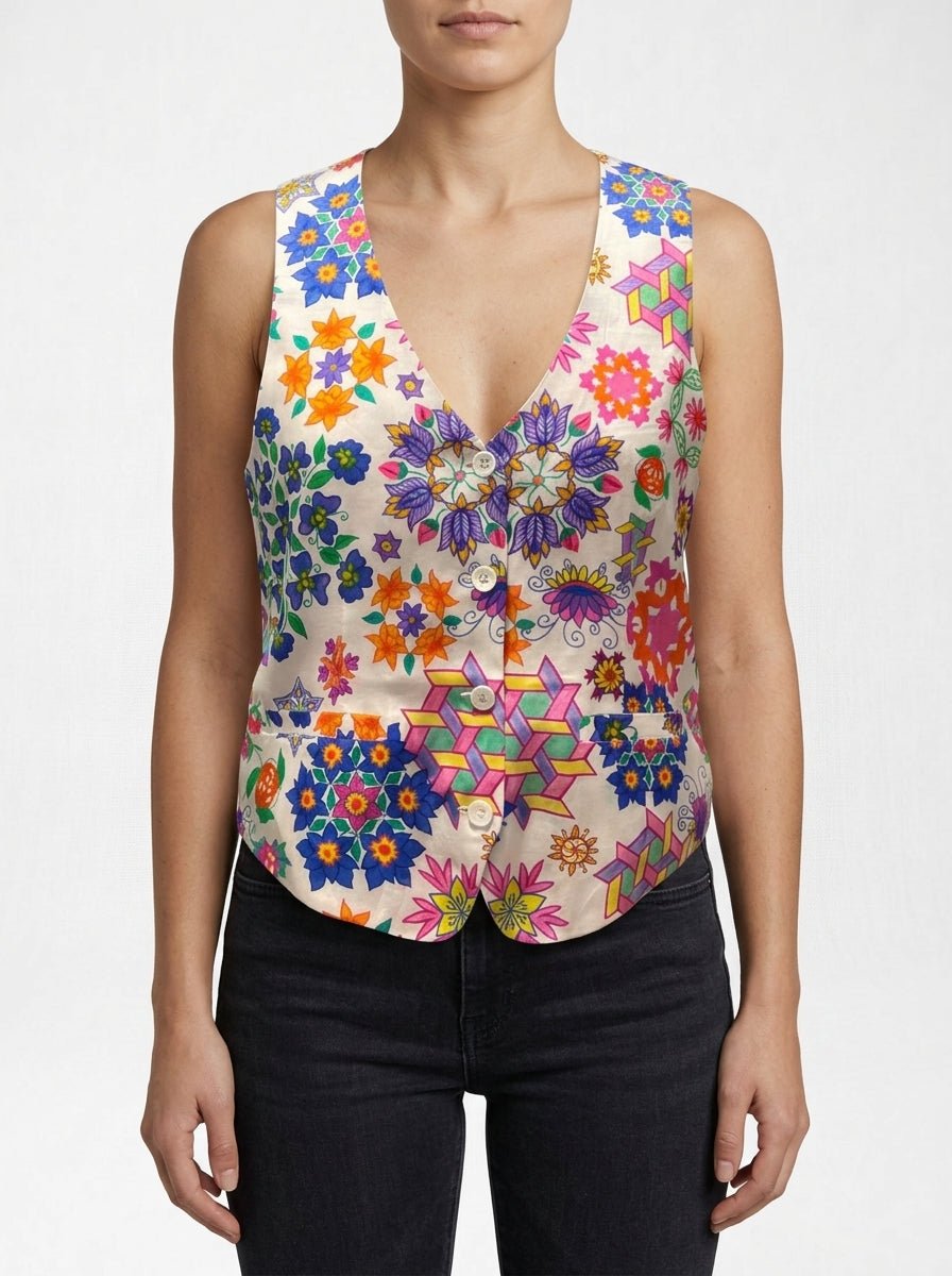 Chaleco ME369 Cameron Flores Crudo