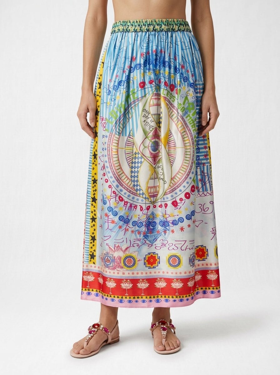 Falda ME369 Midi Vanessa Estampada Dibujos