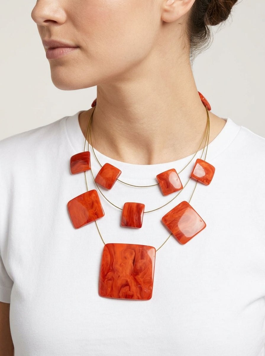 Collar Il Baco Da Seta Cuadrados Naranja