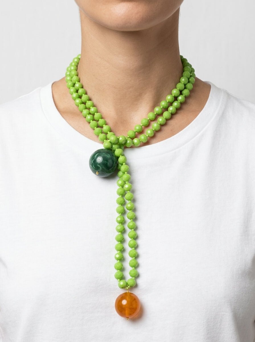 Collana Fabrizio Marcantelli con Palline e 2 Palline Grandi Verdi
