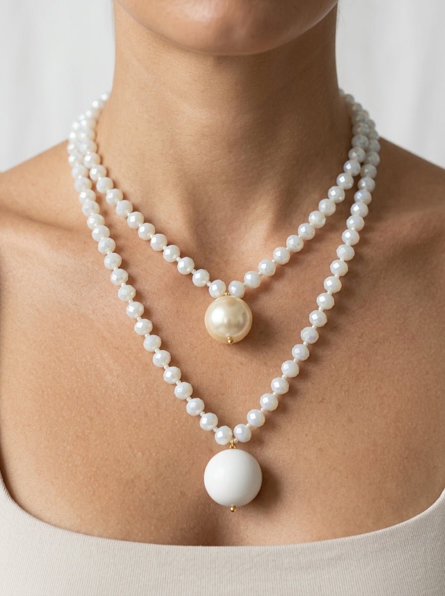 Collana Fabrizio Marcantelli con Perle e 2 Grandi Perle Bianche