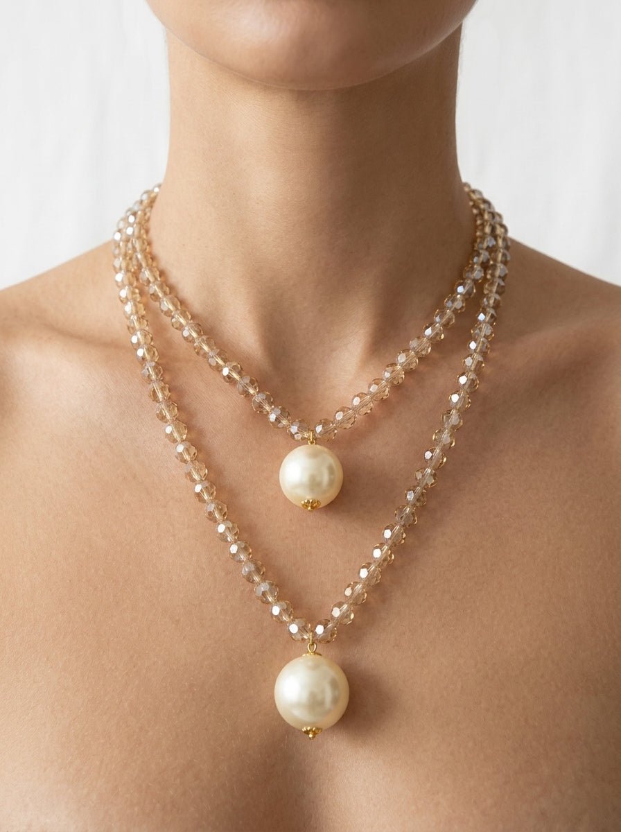 Collana Fabrizio Marcantelli con Perle e 2 Grandi Perle Trasparenti