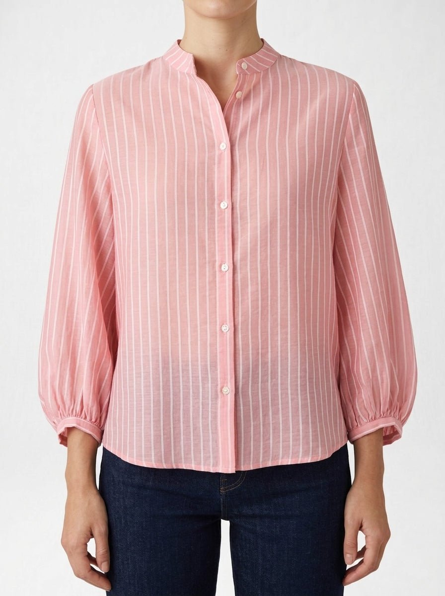 Adele Striped Gathered Sleeve Blouse