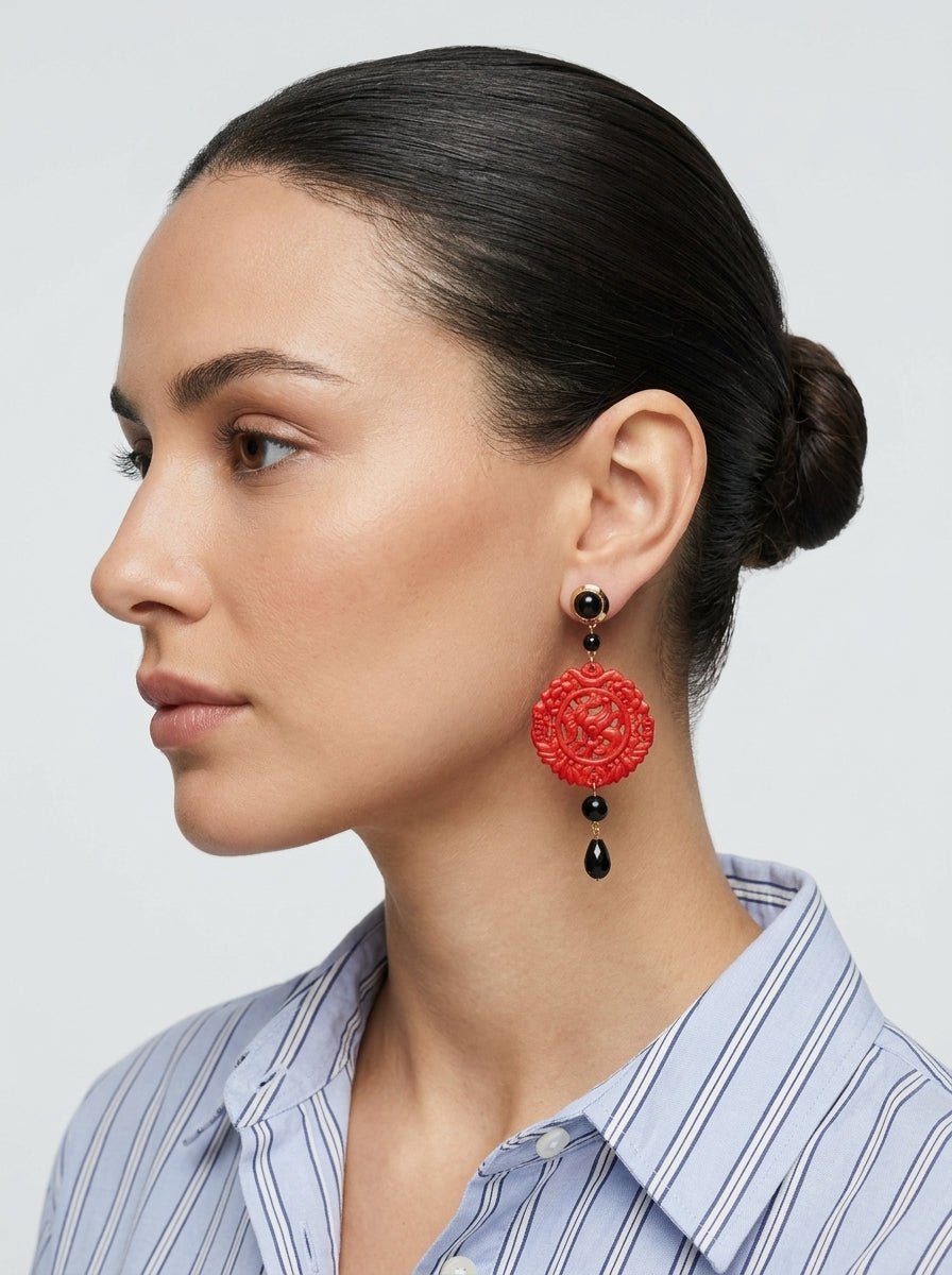 Pendientes Fabrizio Marcantelli Mandala Pequeño Rojo