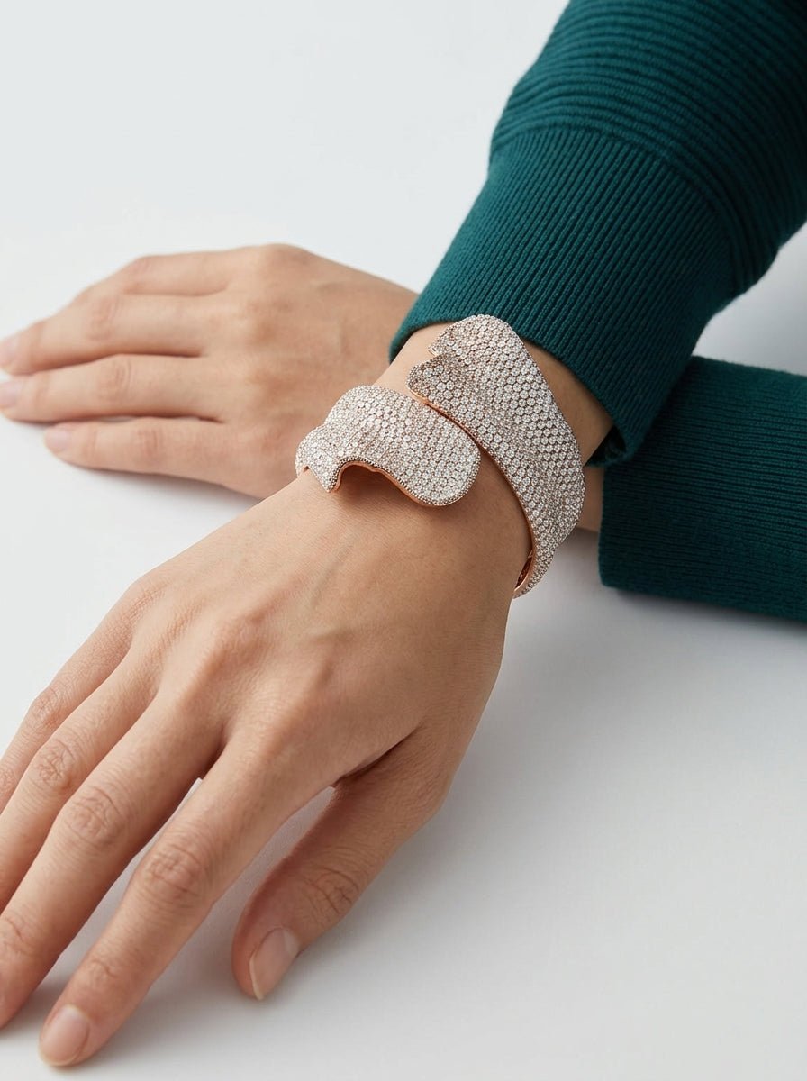 Pulsera Il Baco Da Seta Abierta Cristales Blanco