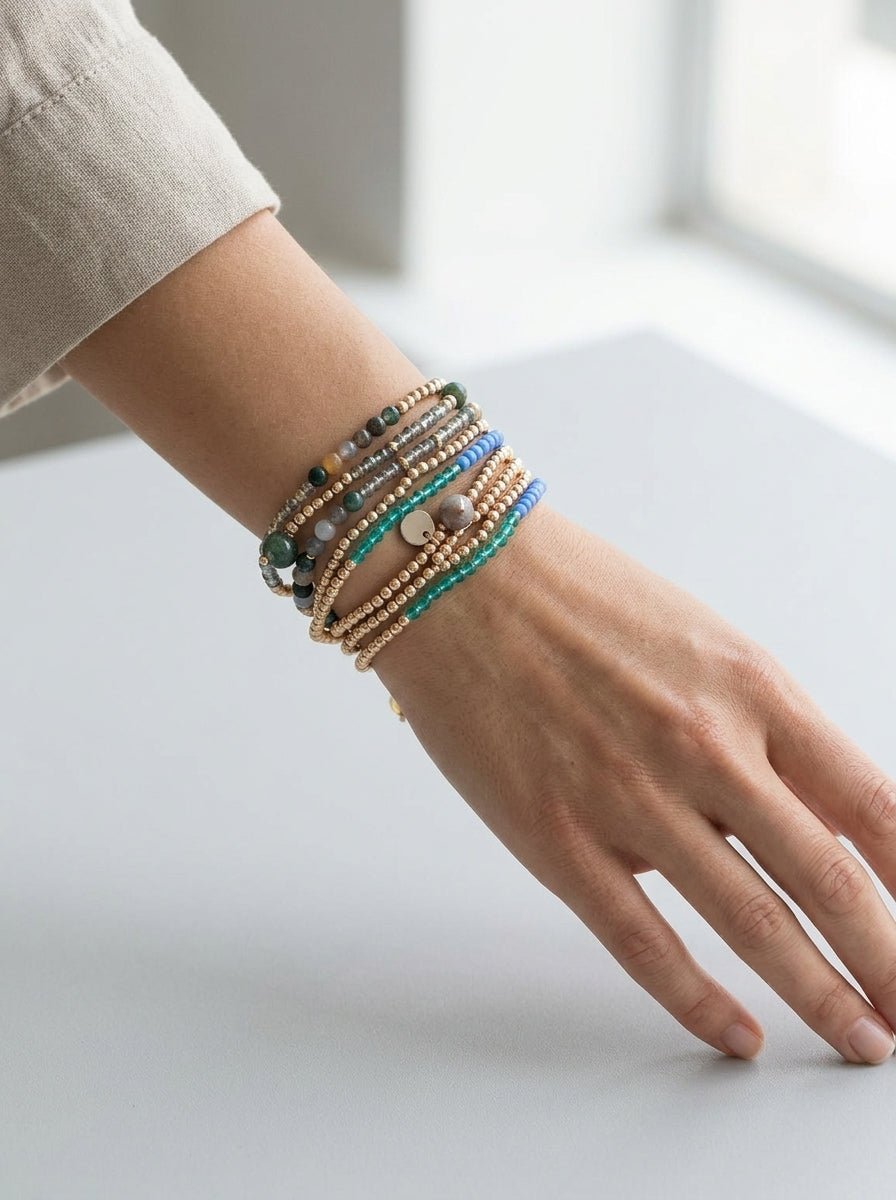 Bracciale Il Baco Da Seta Palle verdi rotonde
