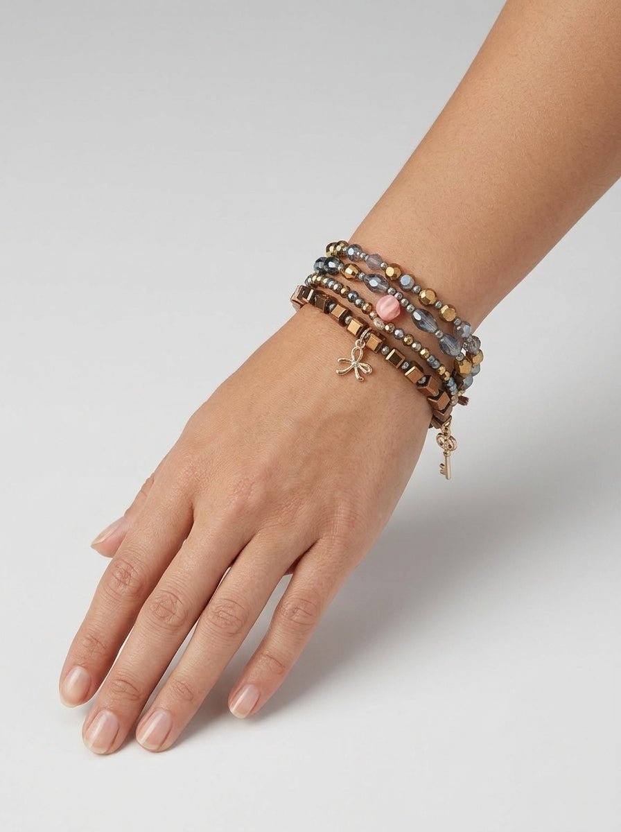 Bracciale Il Baco Da Seta Fiocco con 4 strisce di perline