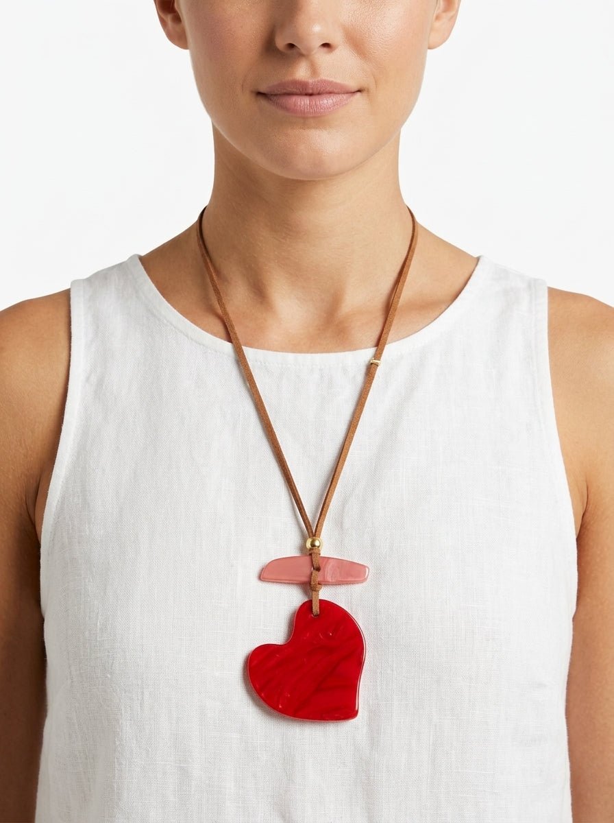 Collana lunga Il Baco da Seta Cuore rosso