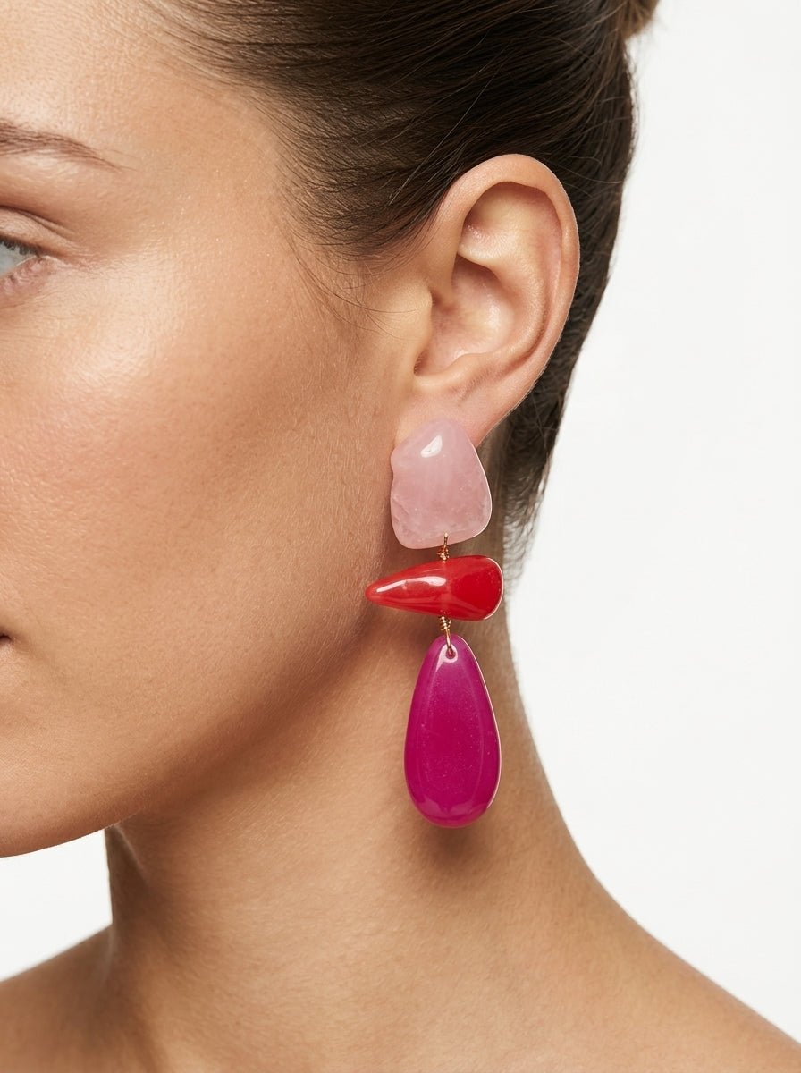 Orecchini Il Baco Da Seta Pietre fucsia