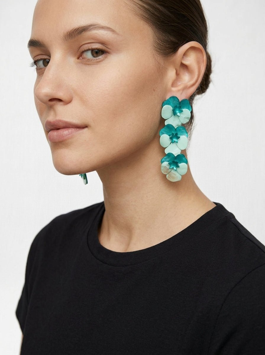 Pendientes Il Baco Da Seta 3 Flor Resina Menta