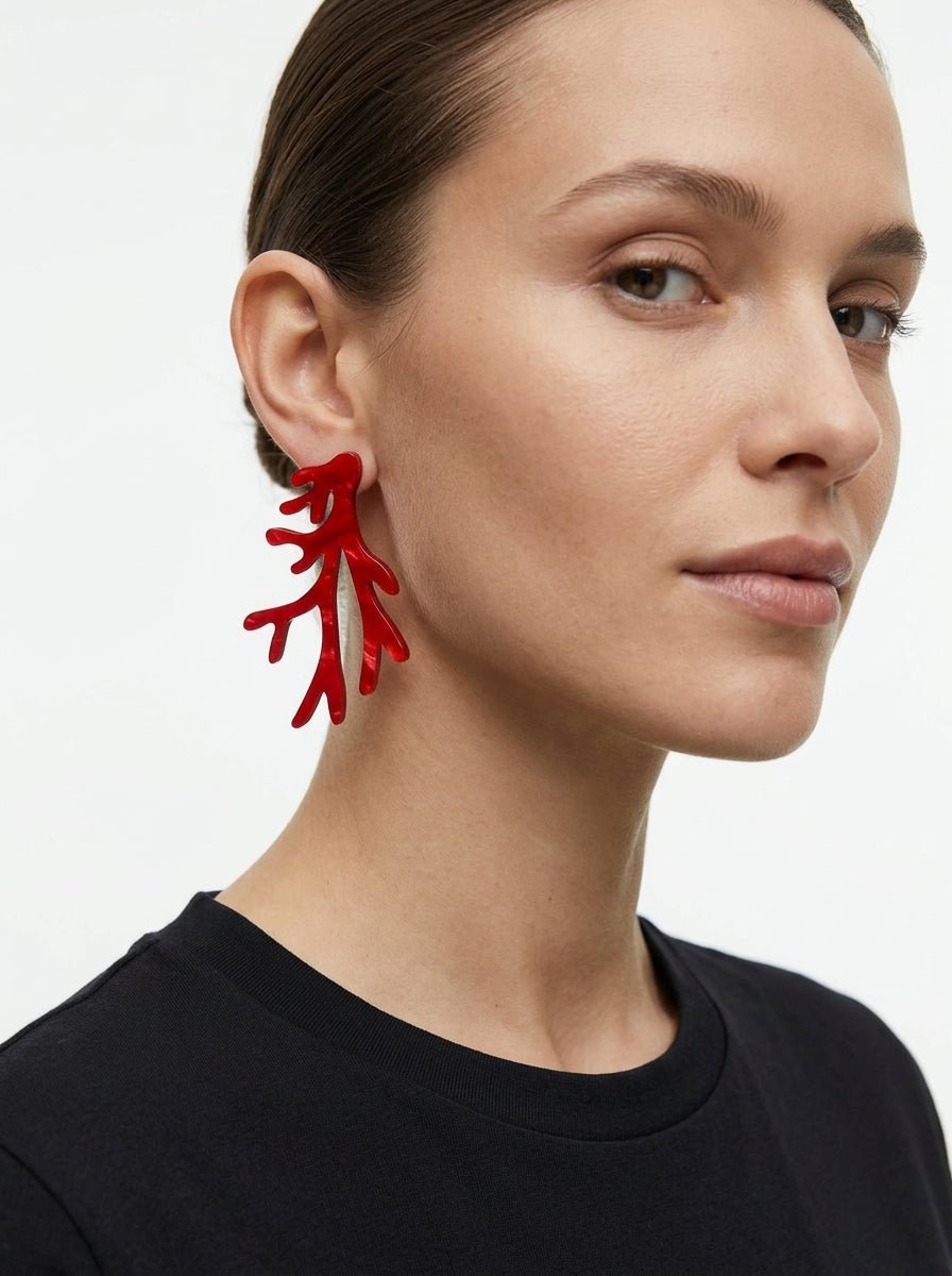 Pendientes Il Baco Da Seta Coral Rojo