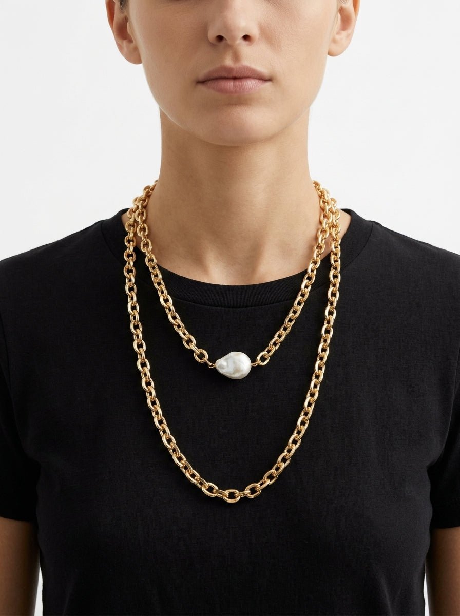 Collar Fabrizio Marcantelli Cadena Pequeña Piedra Perla