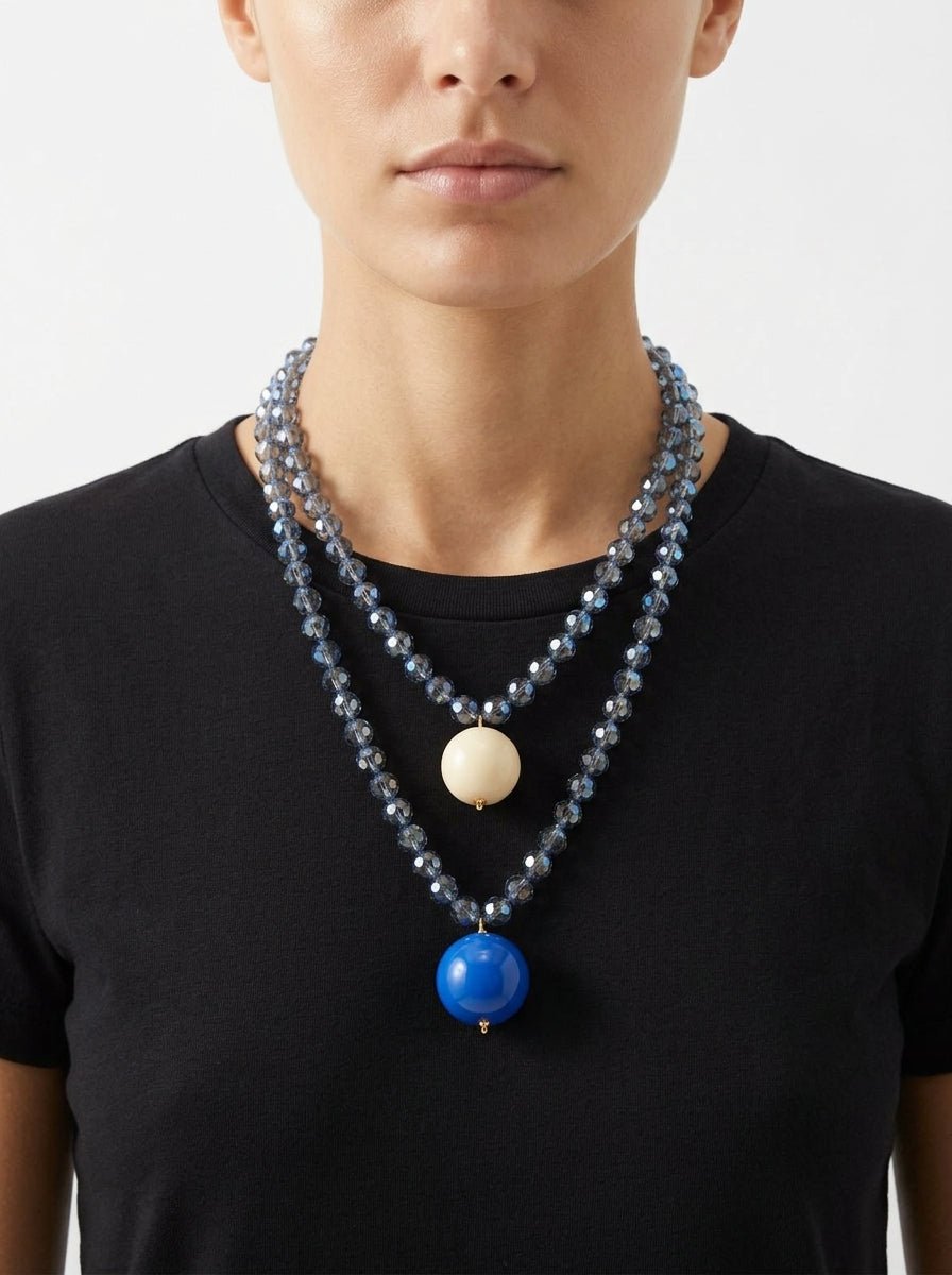 Collar Fabrizio Marcantelli Bolitas y 2 Bolas Grandes Azul